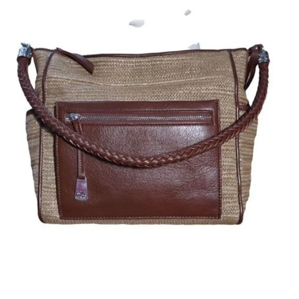 Brighton Brown Straw and Leather Handbag 11